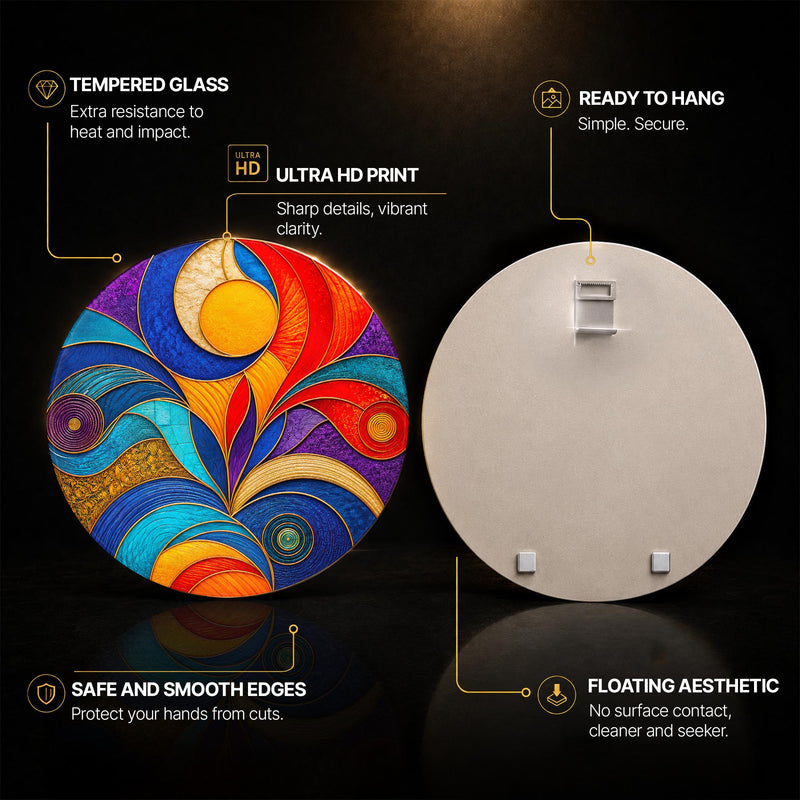Chromatic Solar Waves — tempered glass, ultra HD print, ready to hang