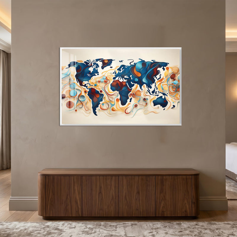 Abstract World Currents with white frame