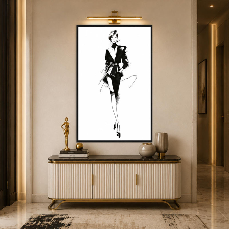 Monochrome Fashion Muse with black frame