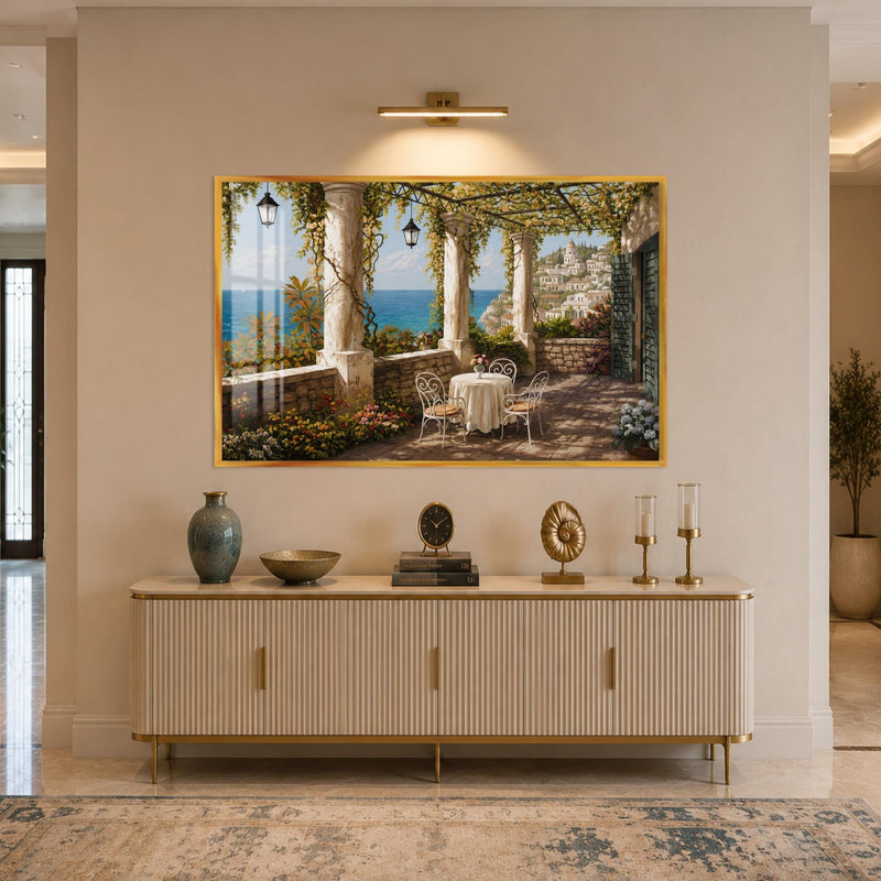 Amalfi Terrace View with gold frame