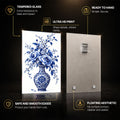 Blue Peacock Floral — tempered glass, ultra HD print, ready to hang