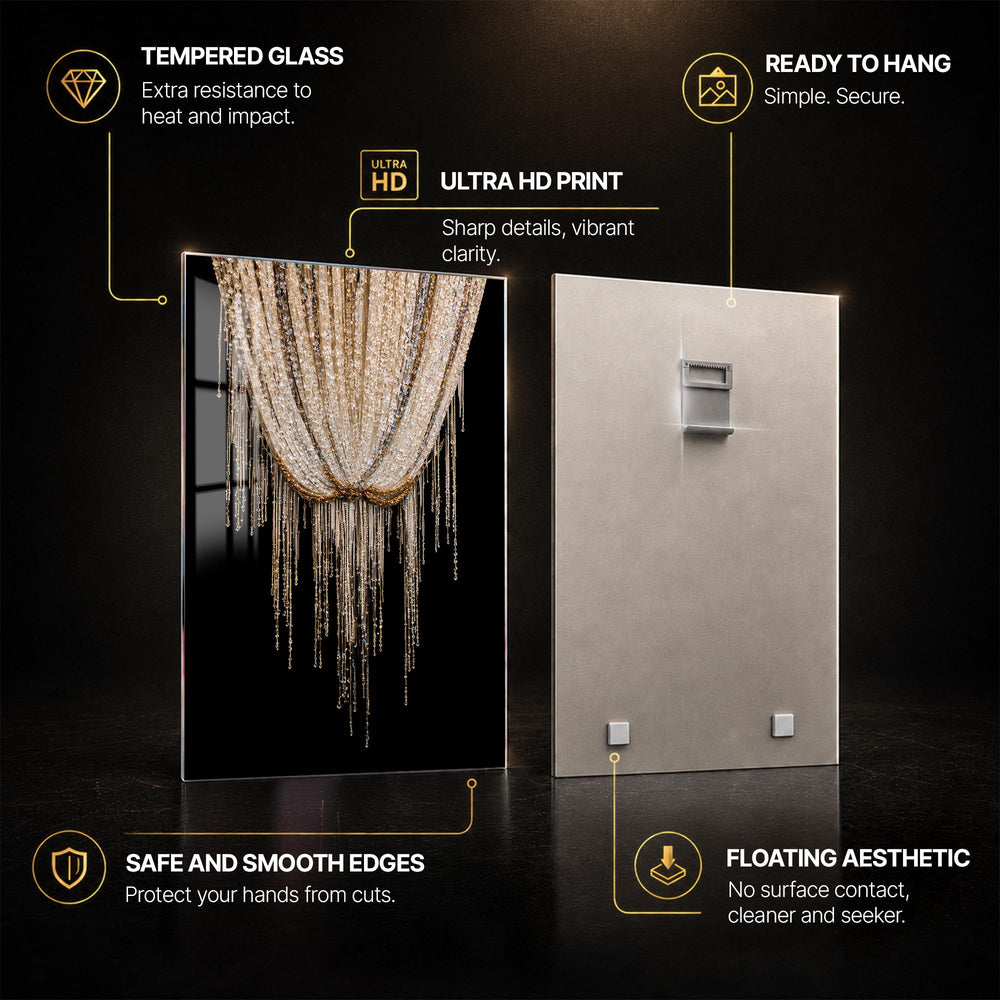 Crystal Cascade — tempered glass, ultra HD print, ready to hang