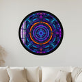 Neon Cyber Mandala with black frame