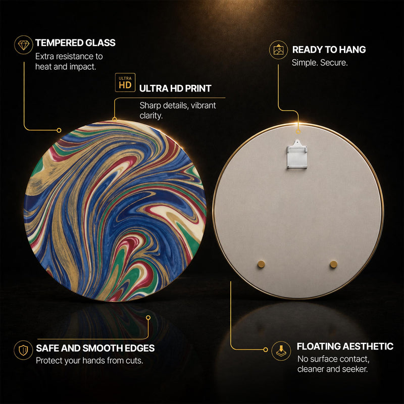 Regal Marble Swirl Medallion — tempered glass, ultra HD print, ready to hang