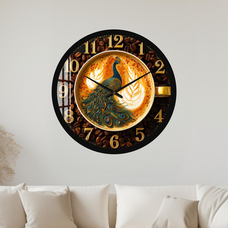 Peacock Coffee Elegance with black frame