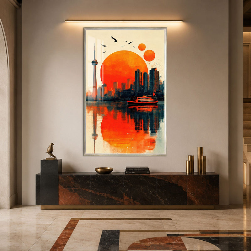 Artronauts Glass Print 12x18 cm | 4.7"x7.1" / Silver Toronto Sunset Glass Wall Art