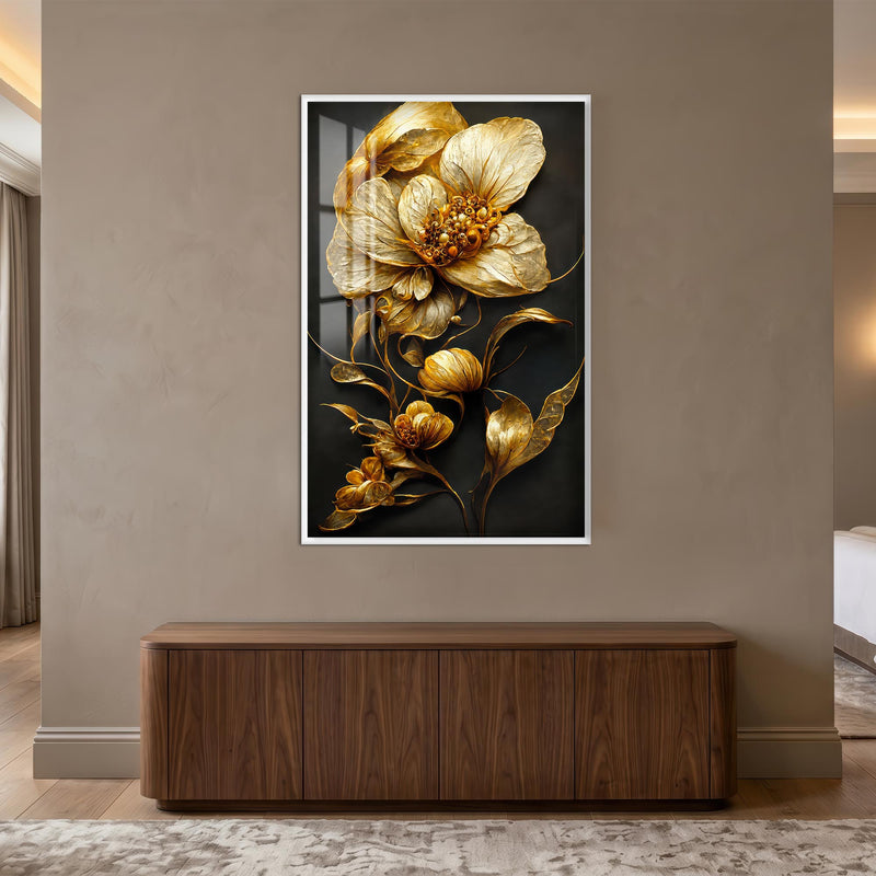 Gilded Midnight Bloom with white frame