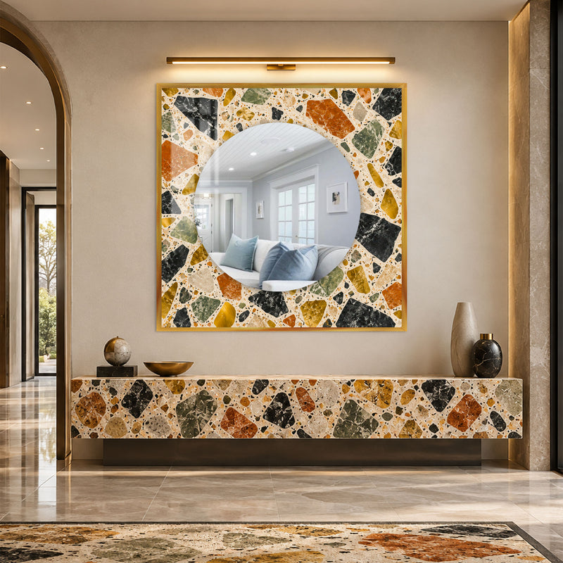 Terrazzo Mosaic Mirror with black frame