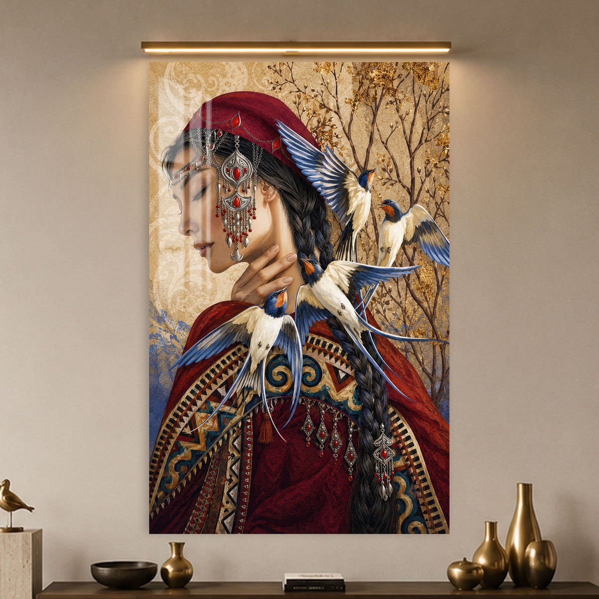 Swallows and the Nomad in a modern room