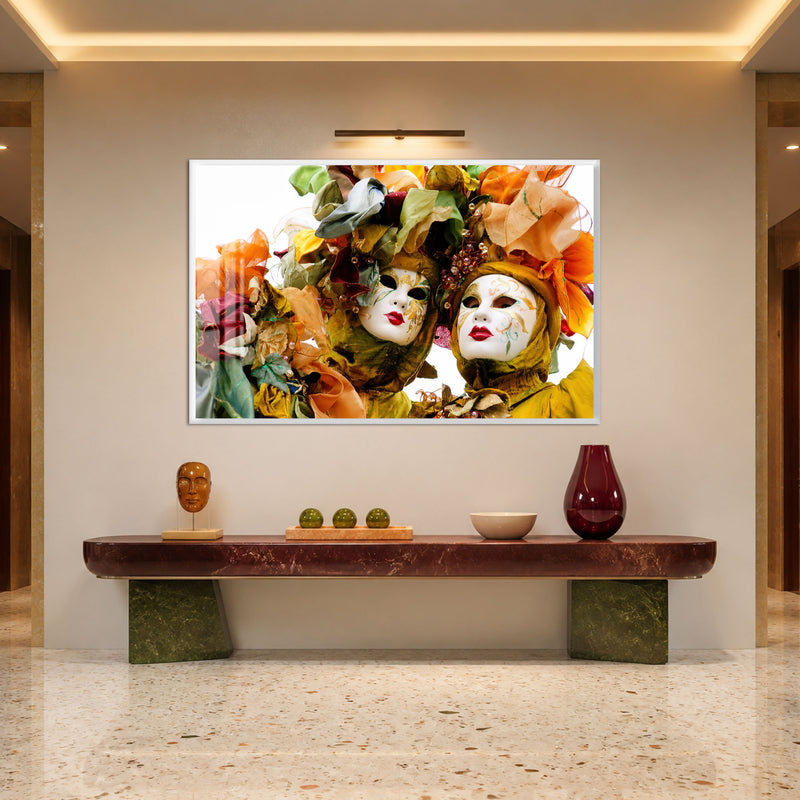Venetian Carnival Masks with white frame