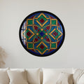 Leaded Glass Star Cross with black frame