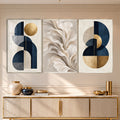 Navy Gold Floral with silver frame