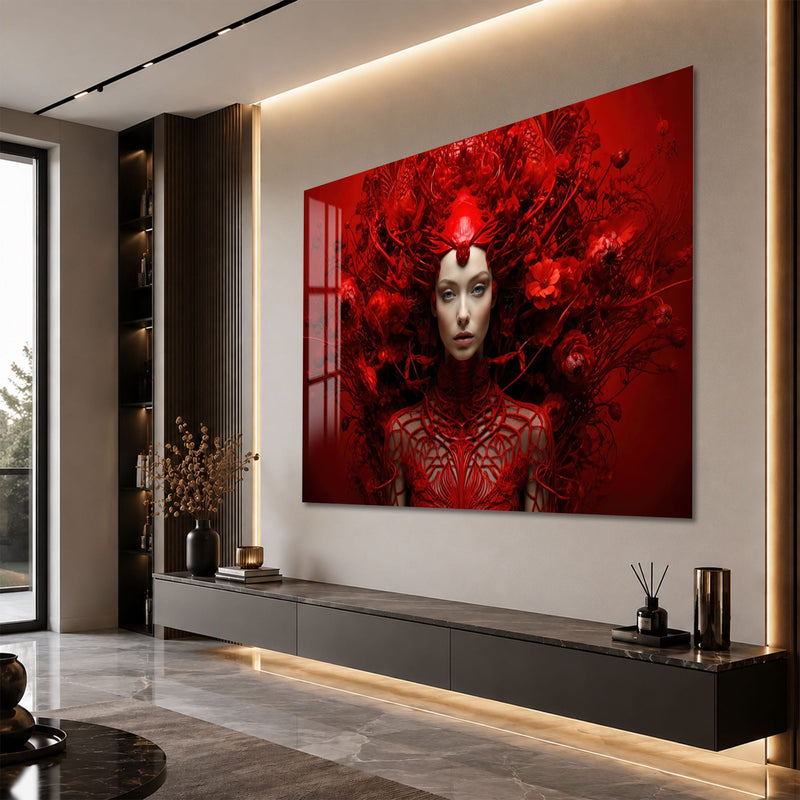 Artronauts Glass Print Crimson Floral Empress Glass Wall Art