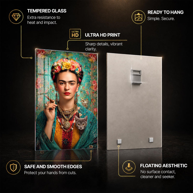 Floral Icon Portrait — tempered glass, ultra HD print, ready to hang