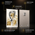 Golden Botanical Muse — tempered glass, ultra HD print, ready to hang