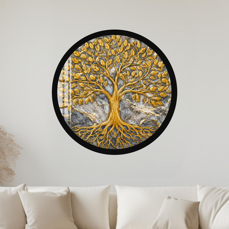 Golden Tree Of Life VII with black frame