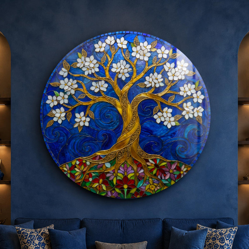 Blossoming Gold Tree On Royal Blue lifestyle view
