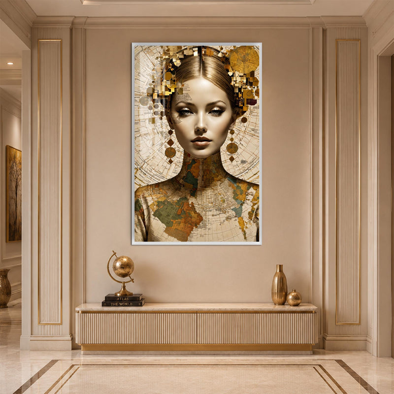 Cartographic Muse with white frame
