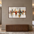 Abstract City Reflections with walnut frame