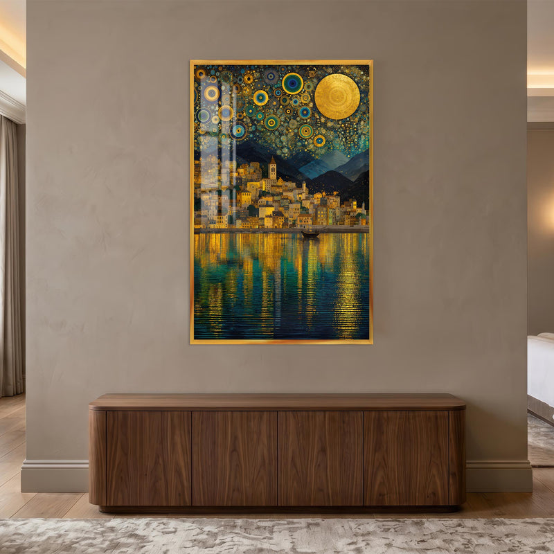 Golden Celestial Harbor with gold frame