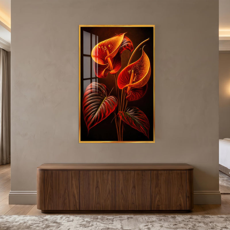 Ember Calla Lilies with gold frame