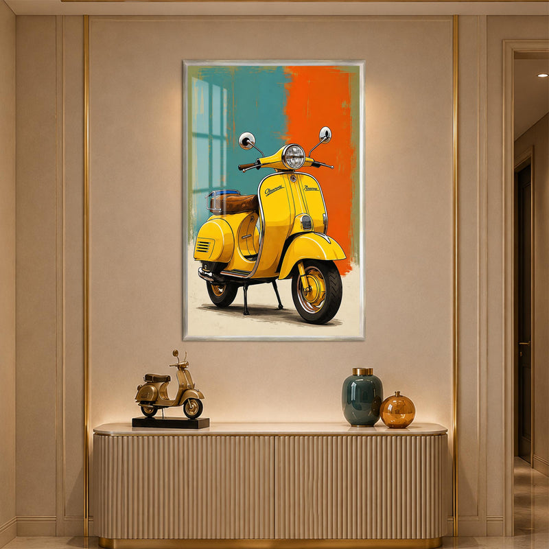 Yellow Vintage Scooter with silver frame
