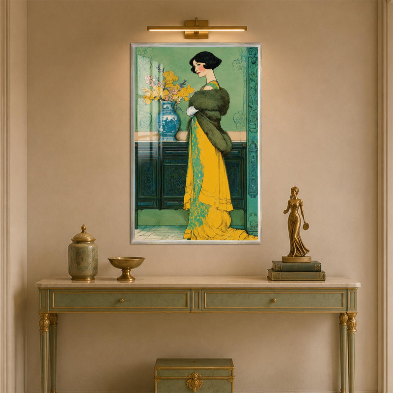 Golden Gown Elegance with silver frame