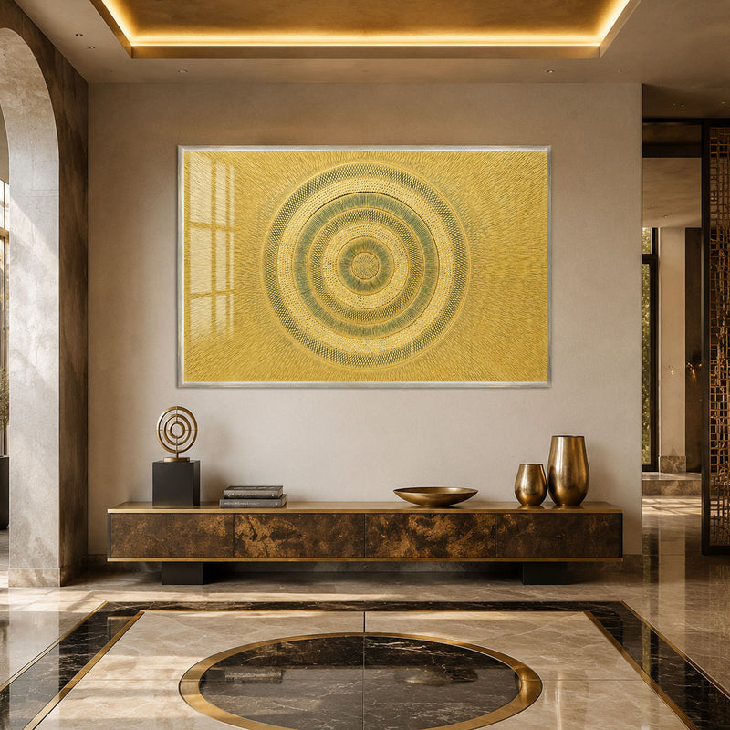 Golden Concentric Sunburst with silver frame