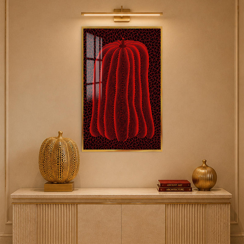 Crimson Dotted Pumpkin with gold frame