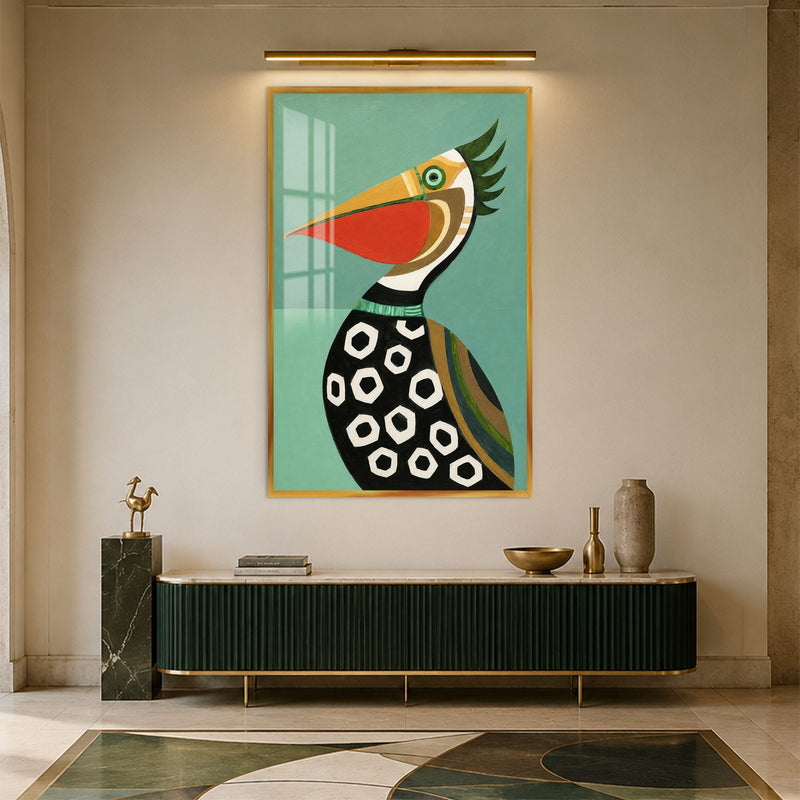 Artronauts Glass Print 12x18 cm | 4.7"x7.1" / Gold Modern Pelican Glass Wall Art