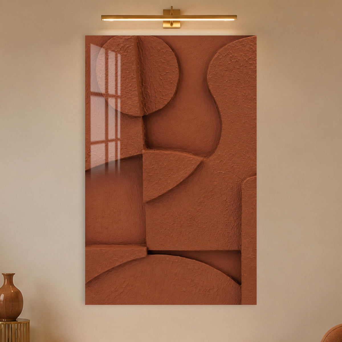 Terracotta Relief Forms in a modern room