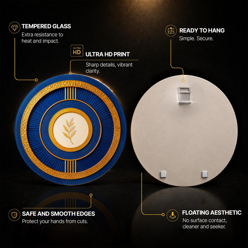 Golden Laurel Medallion — tempered glass, ultra HD print, ready to hang
