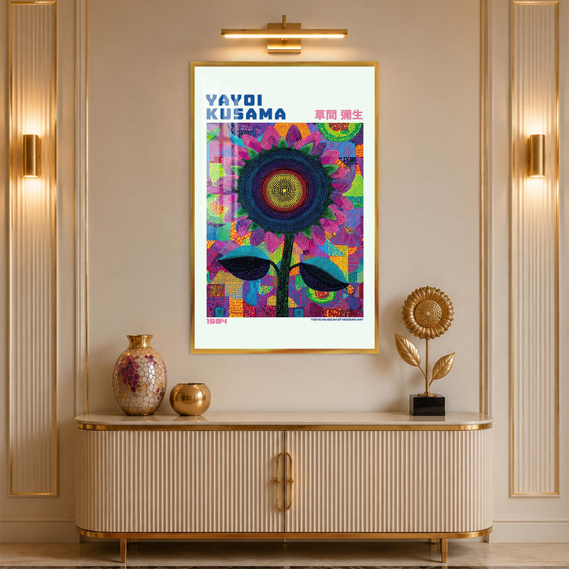 Pop Art Sunflower with gold frame