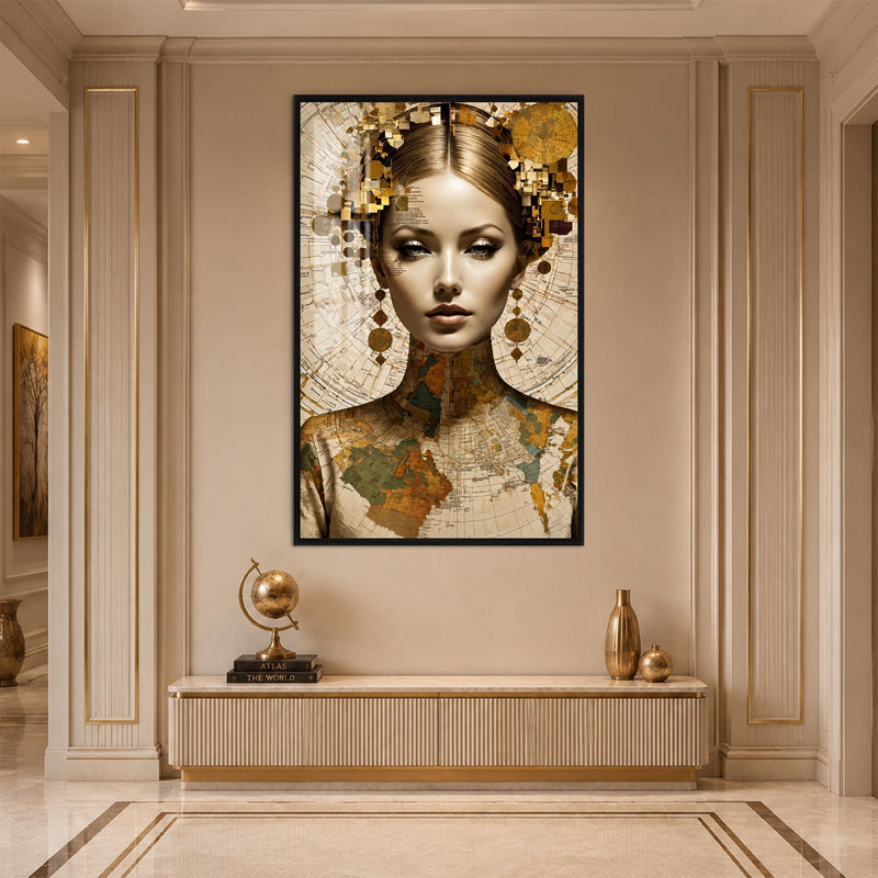 Cartographic Muse with black frame