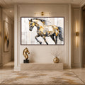 Artronauts Glass Print 18x12 cm | 7.1"x4.7" / Walnut Low-Poly Gold Stallion Glass Wall Art