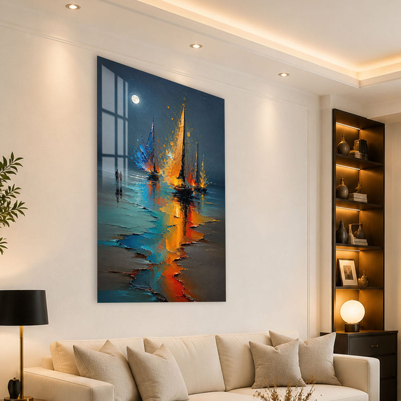 Artronauts Glass Print Moonlit Regatta Glass Wall Art
