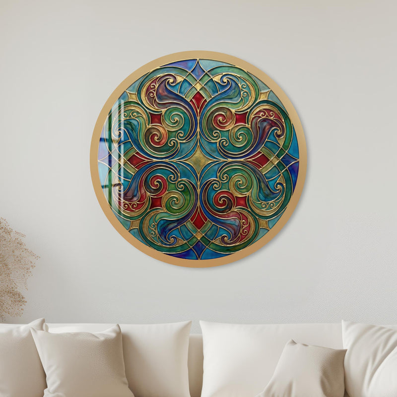 Art Nouveau Enamel Scrollwork with gold frame