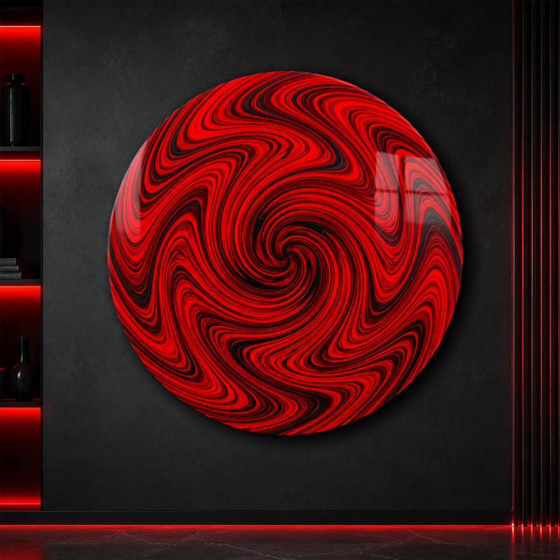 Crimson Vortex — tempered glass, ultra HD print, ready to hang