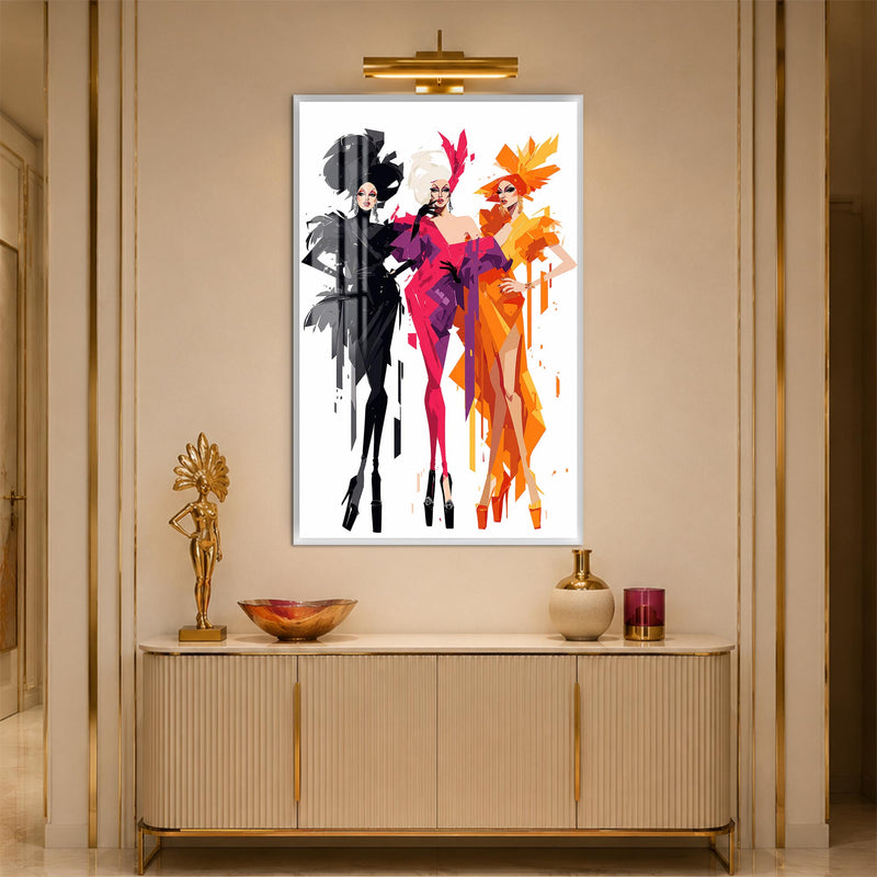 Chromatic Fashion Trio with white frame