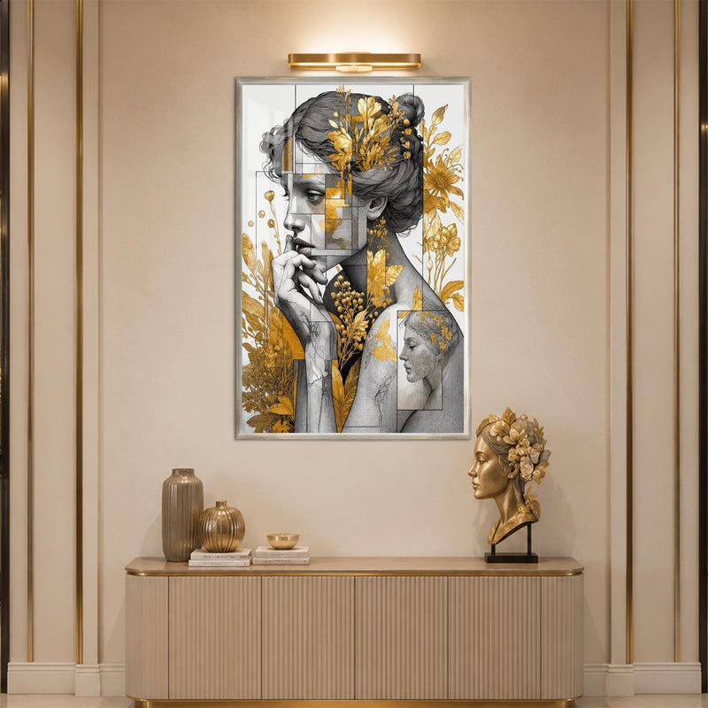 Artronauts Glass Print 12x18 cm | 4.7"x7.1" / Silver Golden Botanical Muse Glass Wall Art