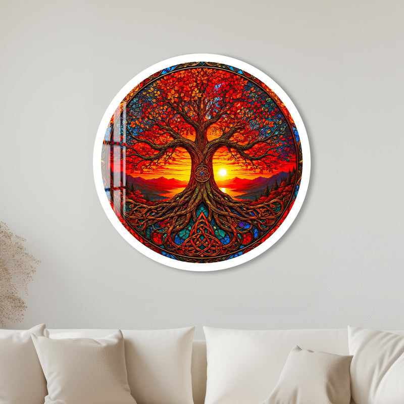 Celtic Sunset Tree with white frame