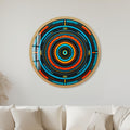 Neon Circuit Mandala with gold frame