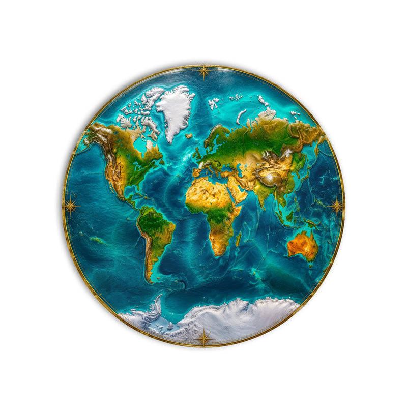 Gilded Earth Map product shot on white background