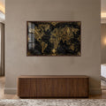 Gilded World Map with walnut frame