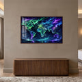 Aurora World Map with walnut frame