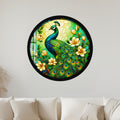 Stained Glass Peacock with black frame