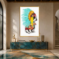 Artronauts Glass Print 12x18 cm | 4.7"x7.1" / Gold Little Tribal Chief Glass Wall Art