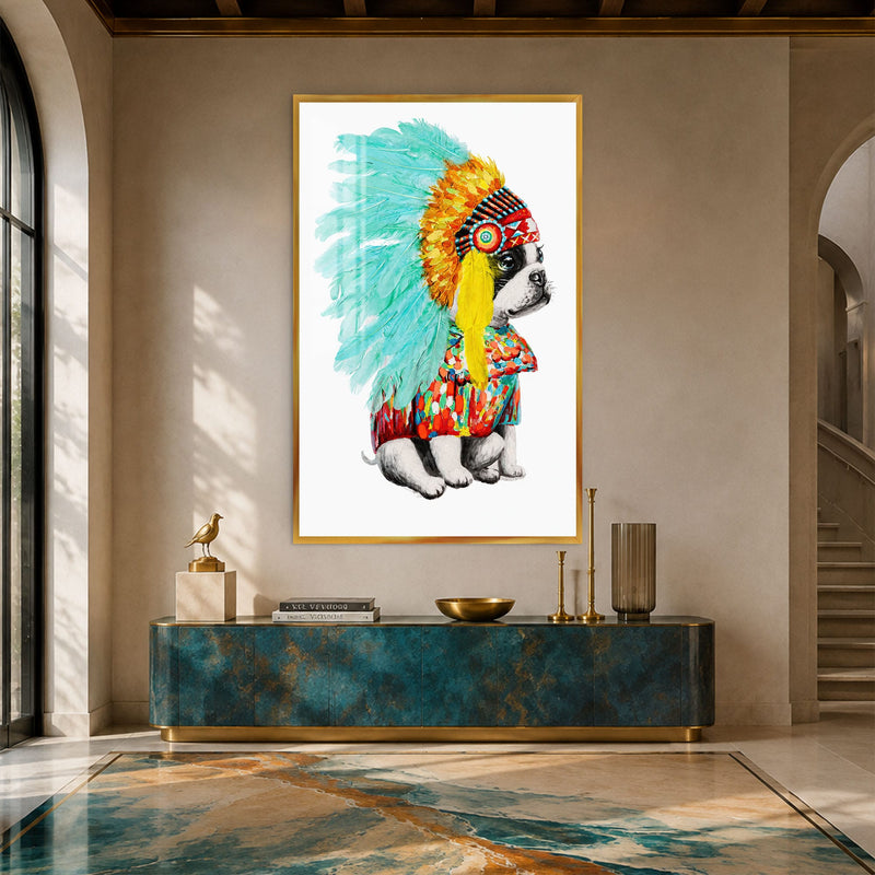 Artronauts Glass Print 12x18 cm | 4.7"x7.1" / Gold Little Tribal Chief Glass Wall Art