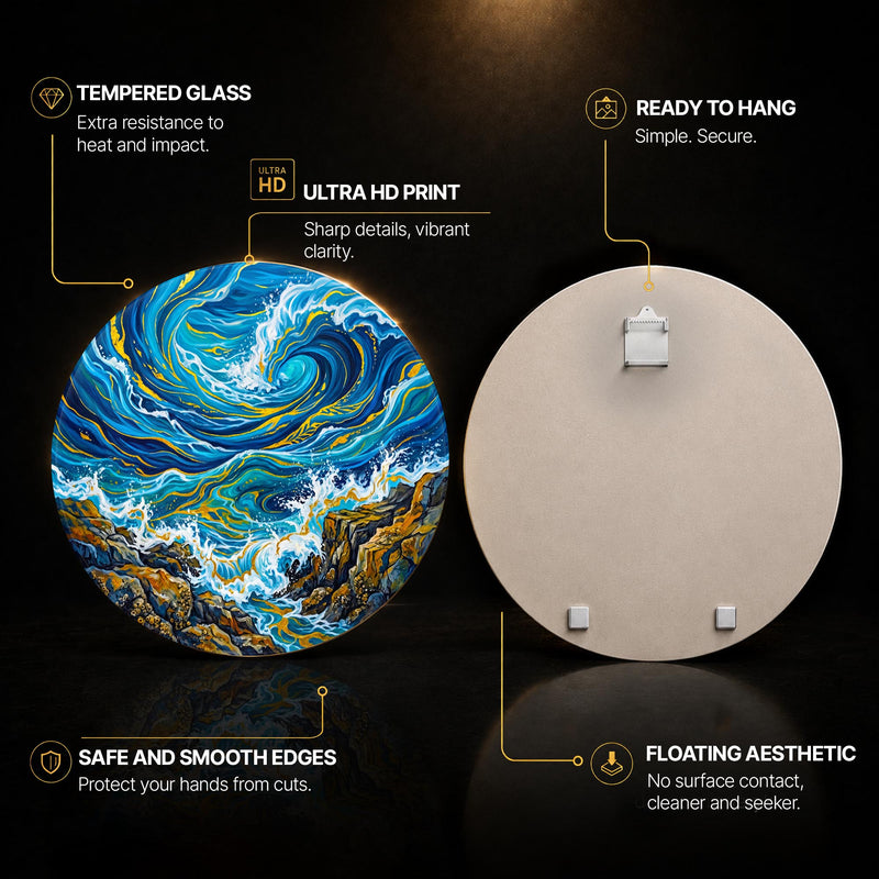 Gilded Ocean Vortex with walnut frame
