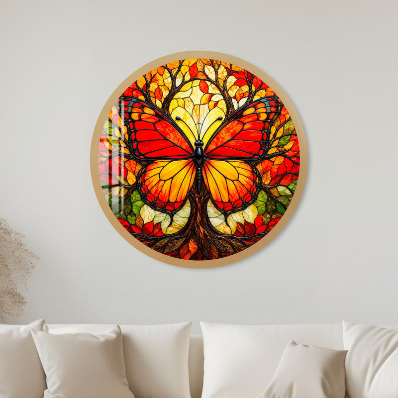 Autumn Butterfly Tree with gold frame